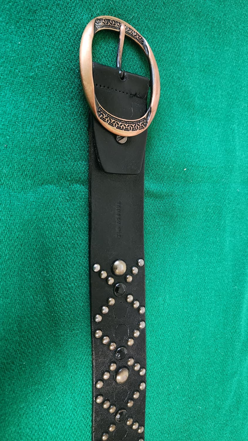 톰보이 블랙 스터드 장식 통가죽 벨트 상품이미지2