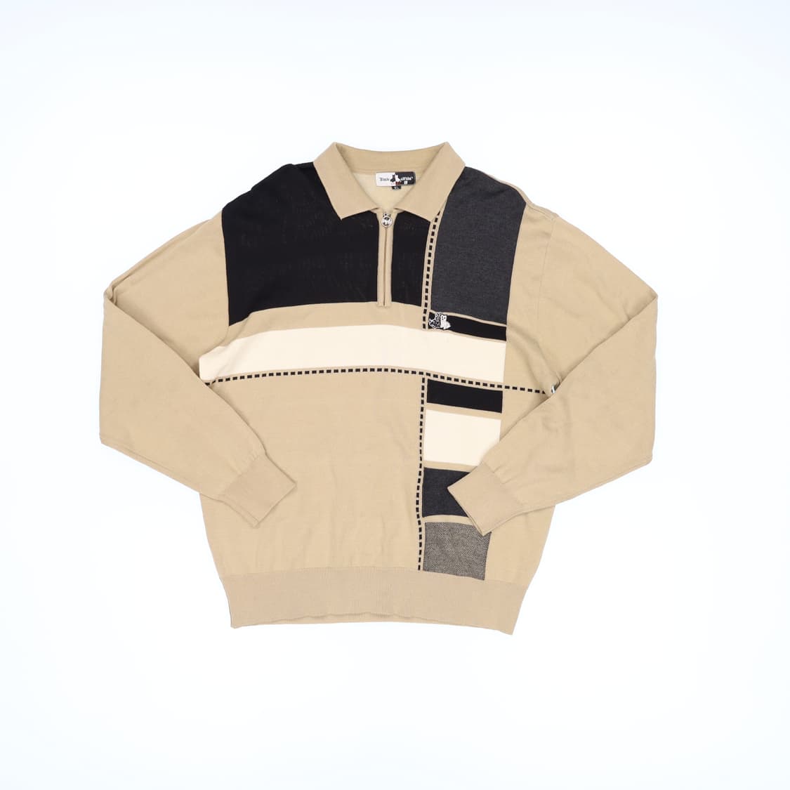 XL 블랙엔화이트 카라 긴팔 니트 티셔츠 0206M 상품이미지1