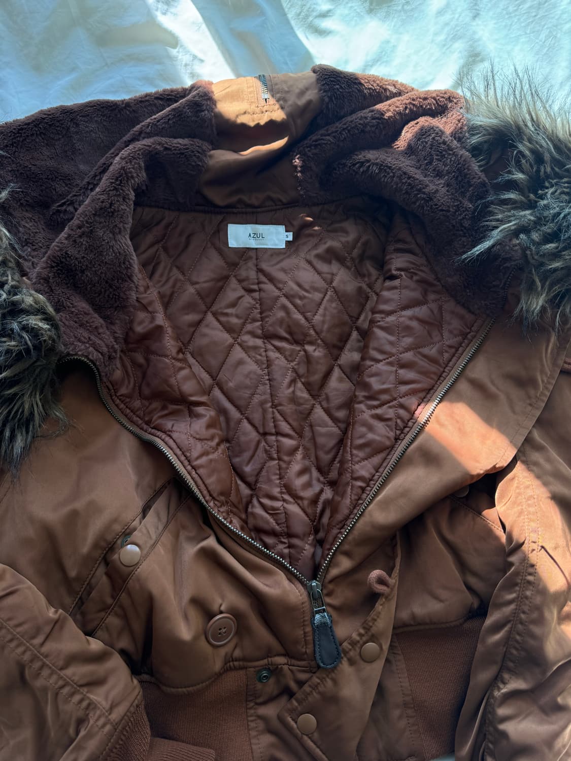 큐빈티지 샵502 히코빈티지 y2K 카멜 셔링 숏패딩 상품이미지4