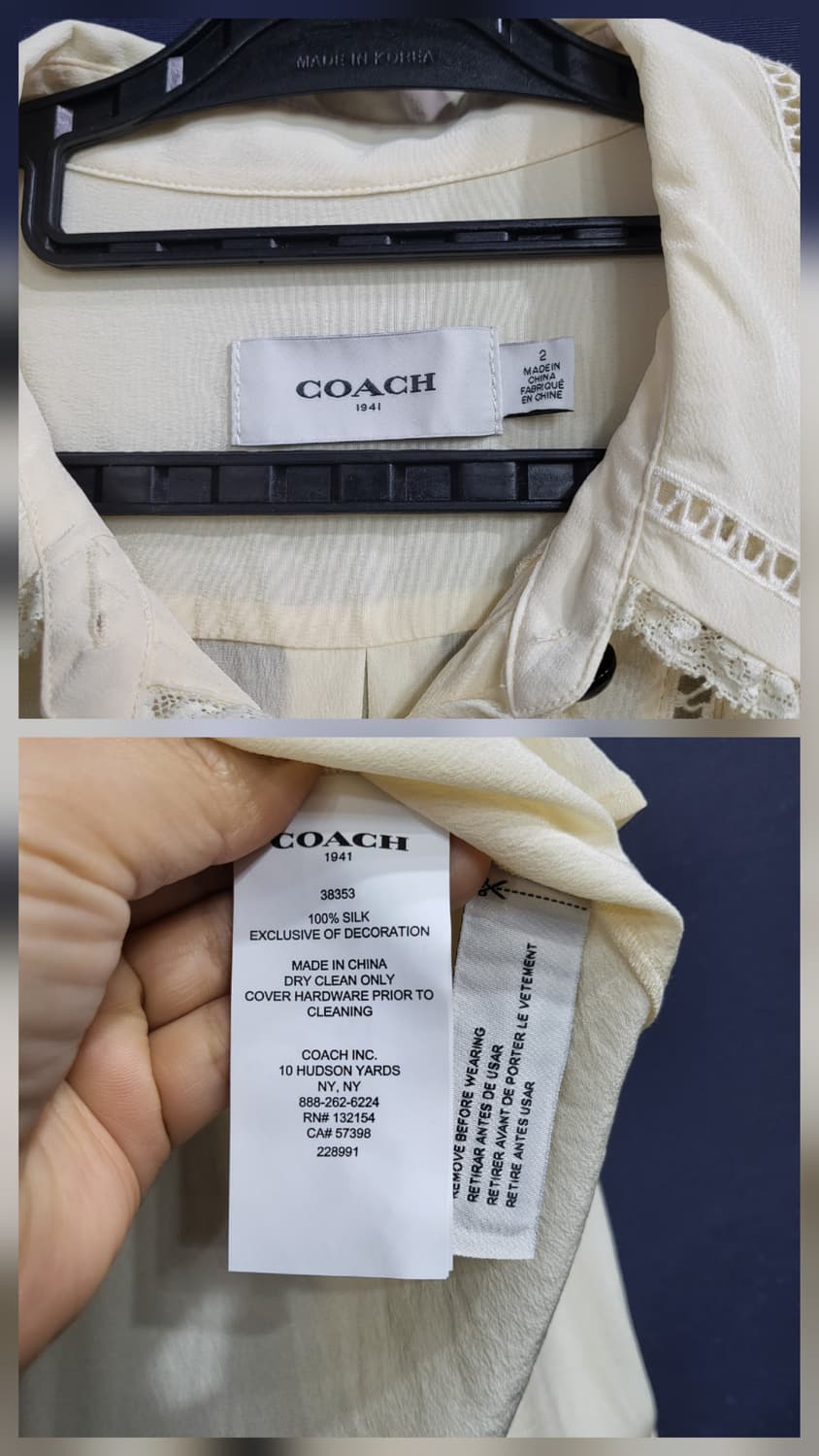 코치 실크100 레이스 블라우스 상품이미지5