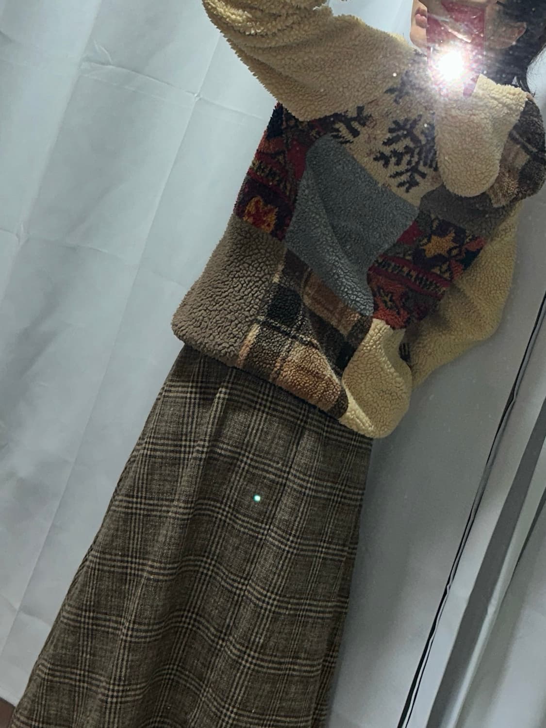 모리 패치워크 뽀글이 후드집업 상품이미지2