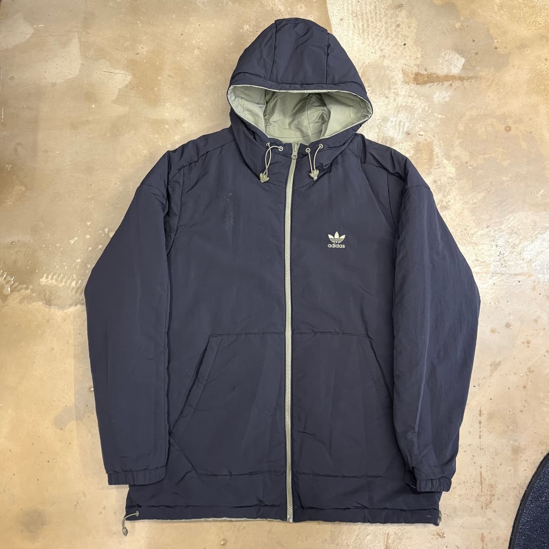 4XL 아디다스 삼선라인 리버서블 올리브 패딩 상품이미지4