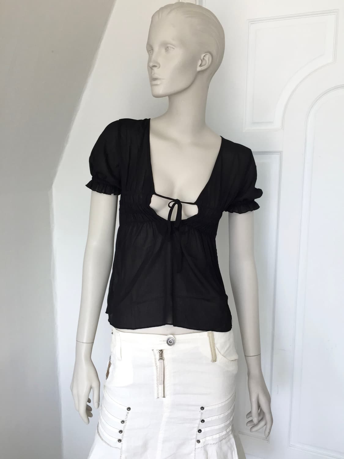 Ruched Detail Puff Sleeve Blouse 상품이미지1