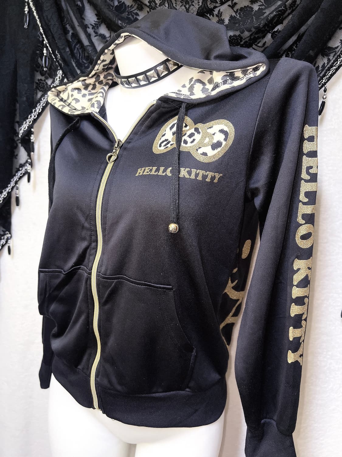 고전 헬로키티 레오파드 호피 오네갸루 펑크 후드집업  y2k 저지 핀터 상품이미지1