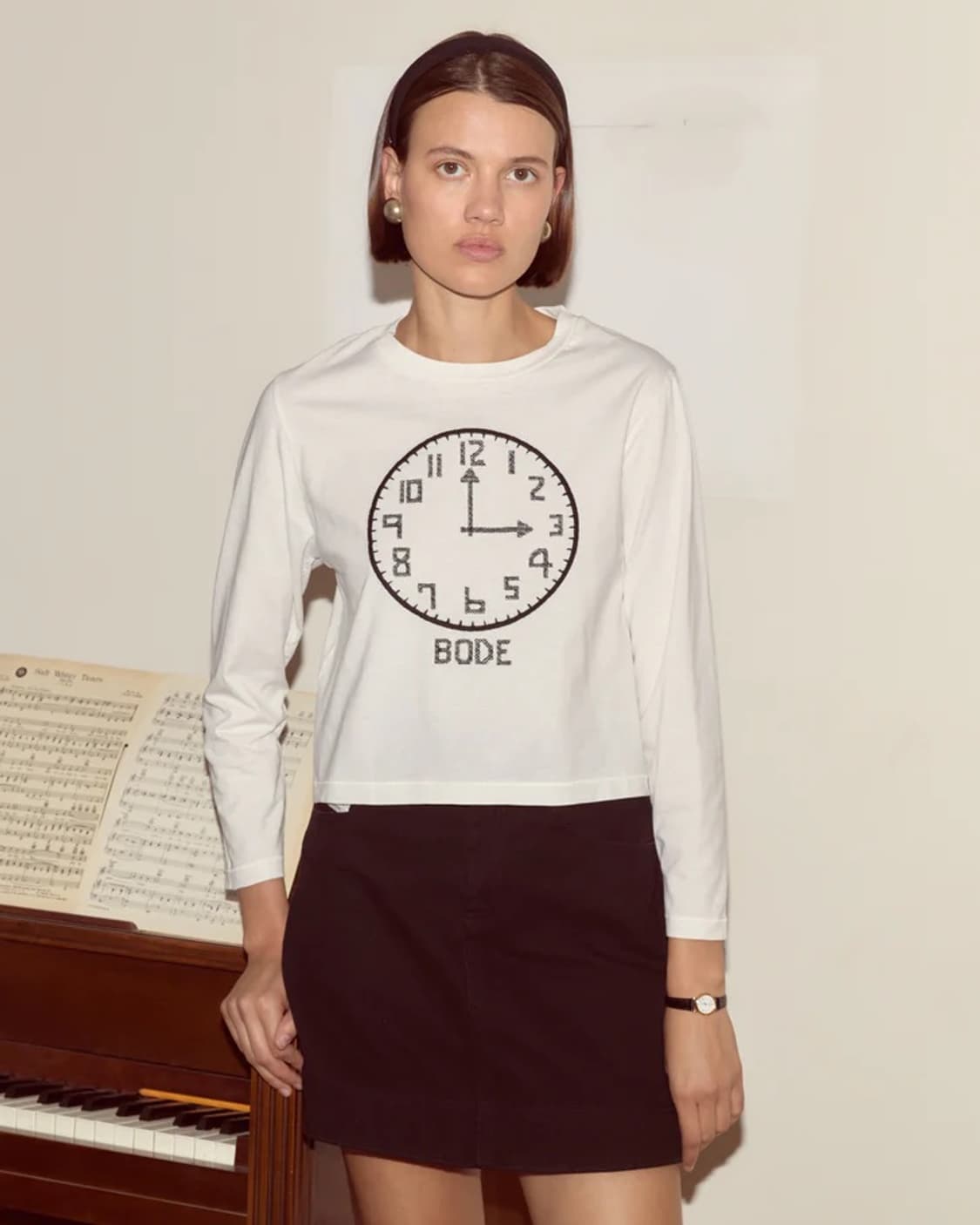 [S,M]보디 BODE 클락 롱 슬리브리스 탑/화이트 상품이미지1