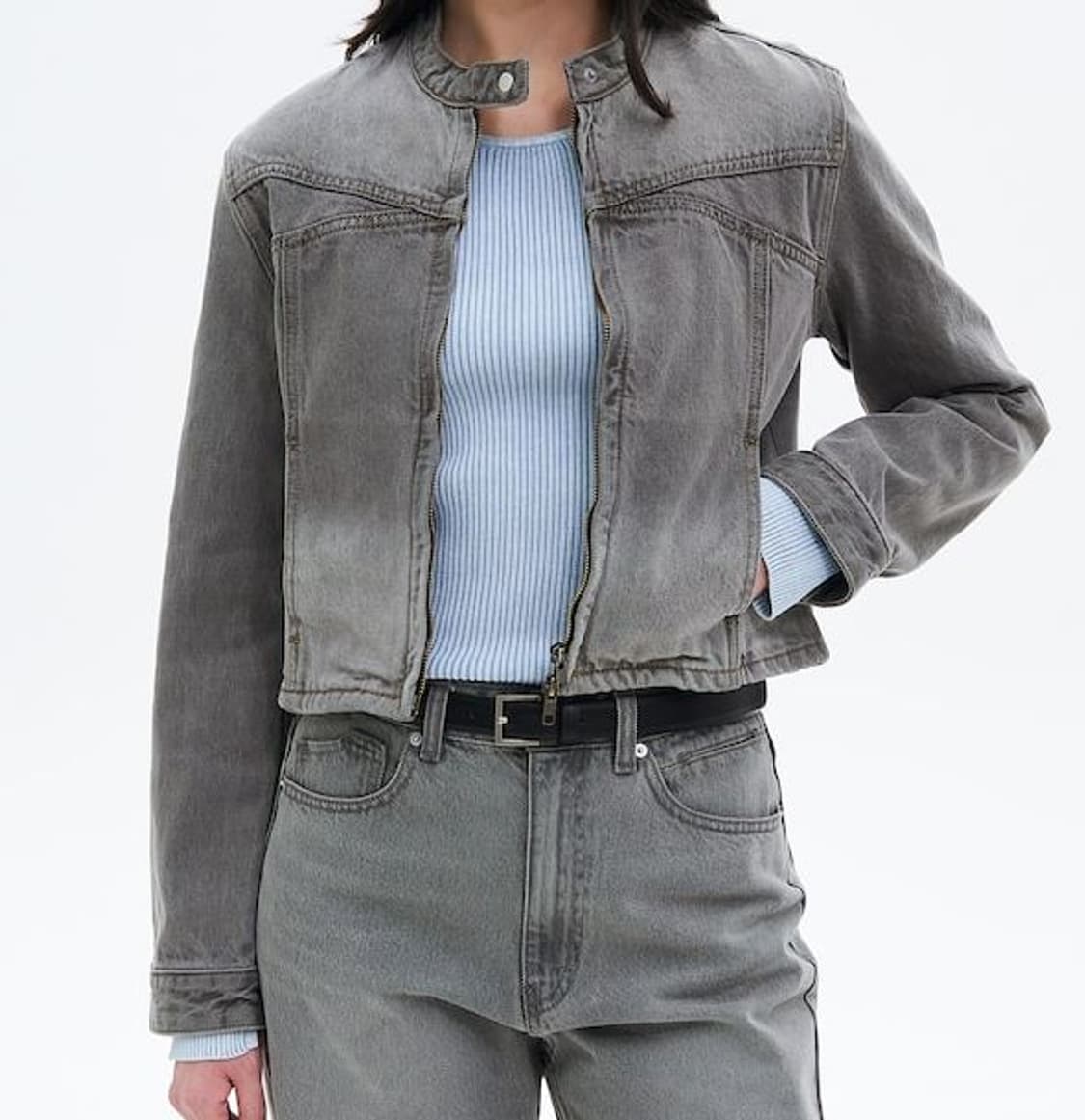 [새상품] 에잇세컨즈 그레이 데님 라이더 자켓 (s) 상품이미지1