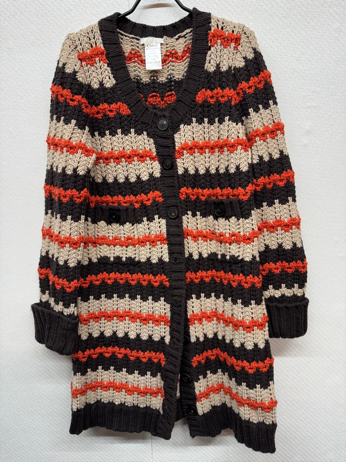 끌로에 뜨개질 디테일 롱 울 가디건 M 상품이미지1