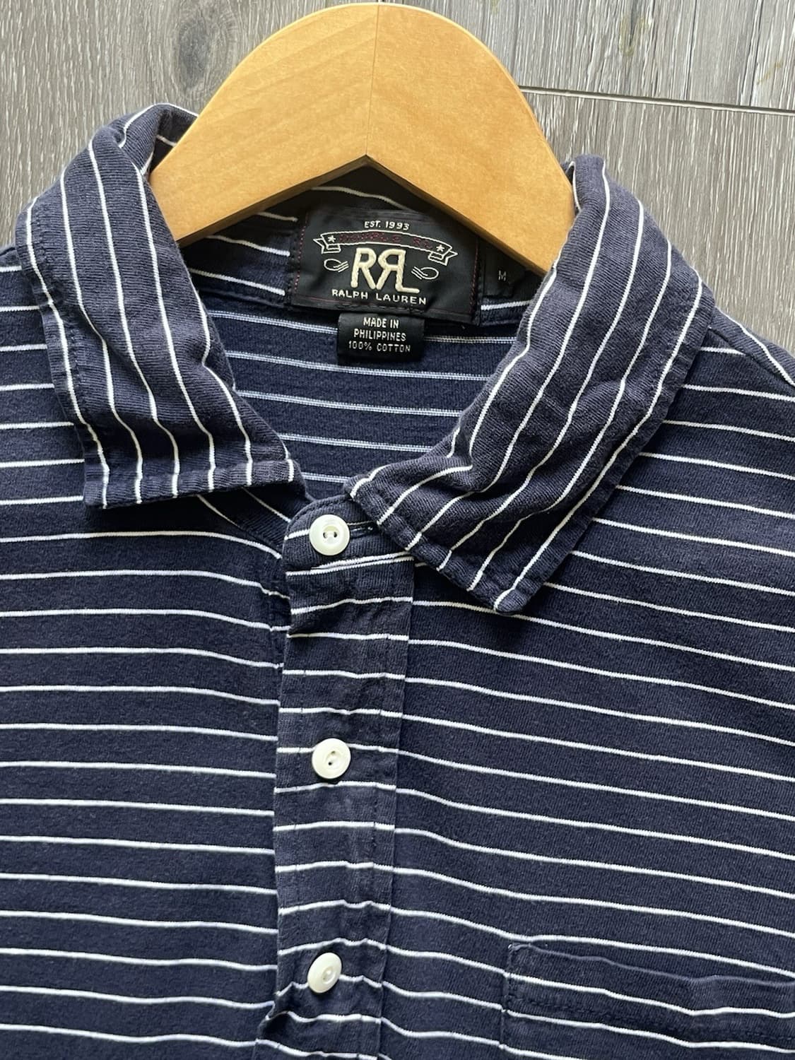 랄프로렌 RRL 인디고 코튼 스트라이프 롱슬리브 폴로 셔츠 상품이미지2