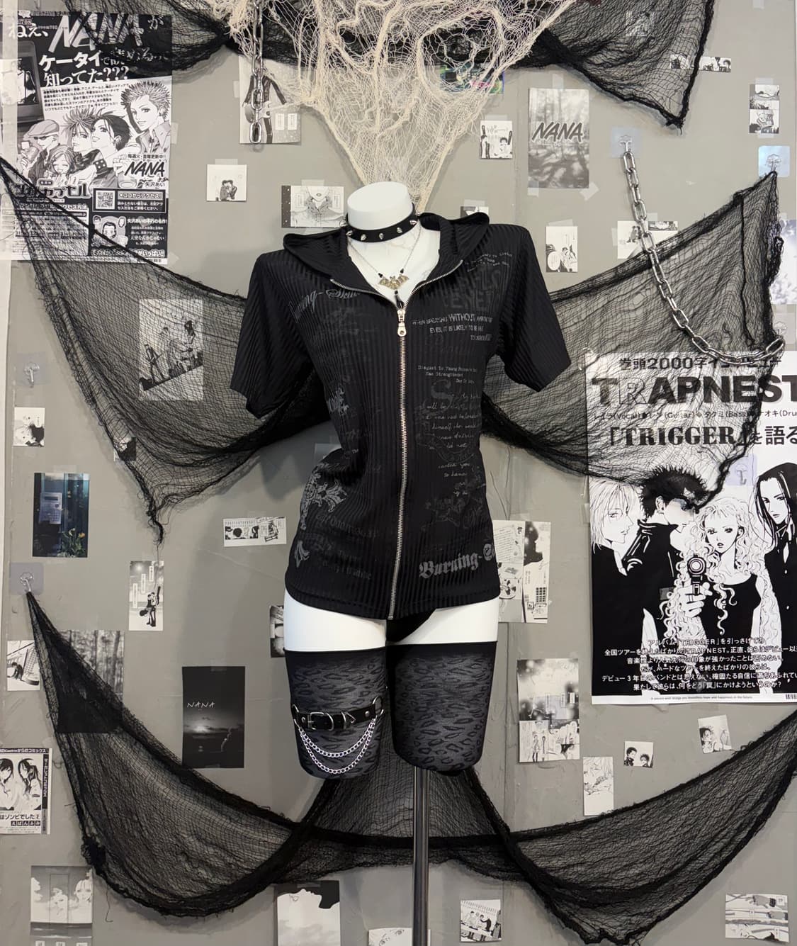 PUNK lettering skull halfsleeve hood zip 상품이미지1