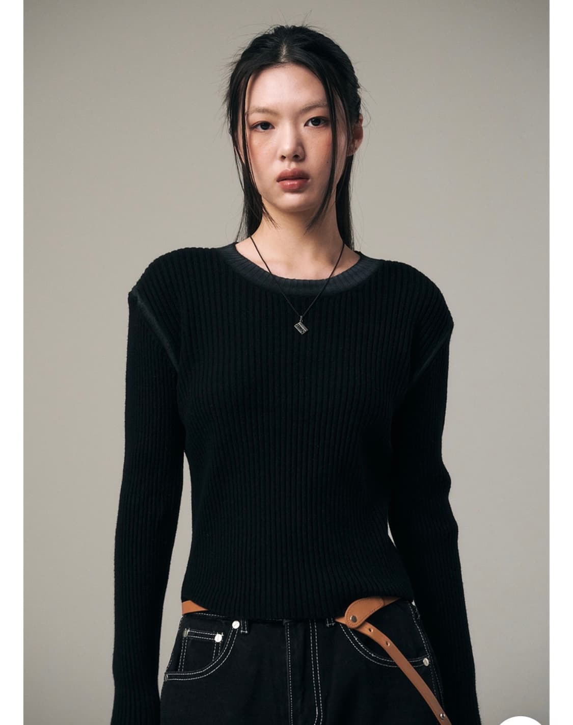 스퀘어라인 타이다이 립 니트 탑 블랙 상품이미지4