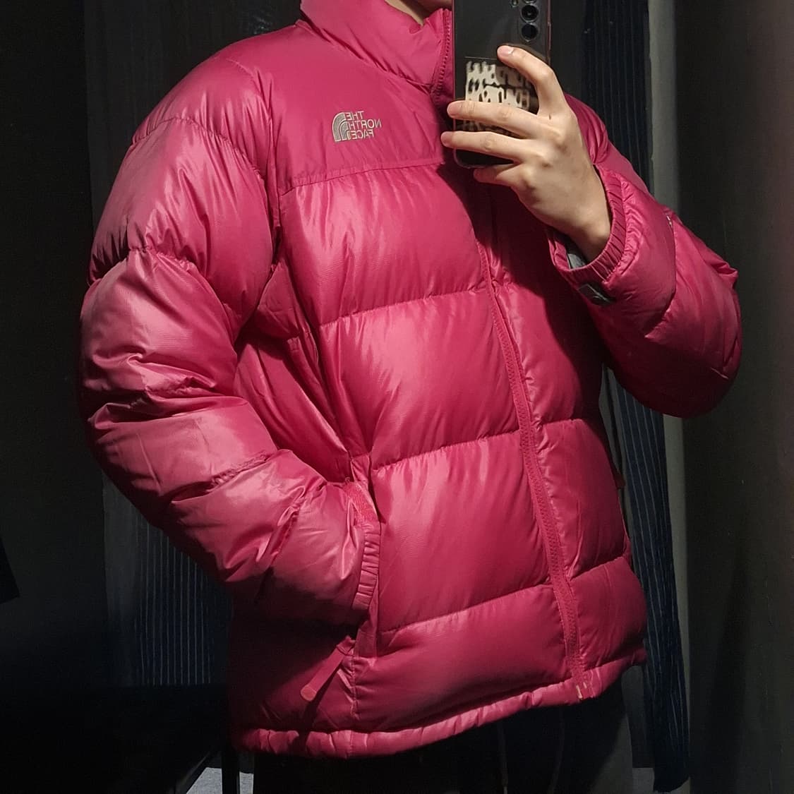 노스페이스 핑크 톤톤 눕시 700 구스다운 거위털 패딩 점퍼 L 상품이미지2