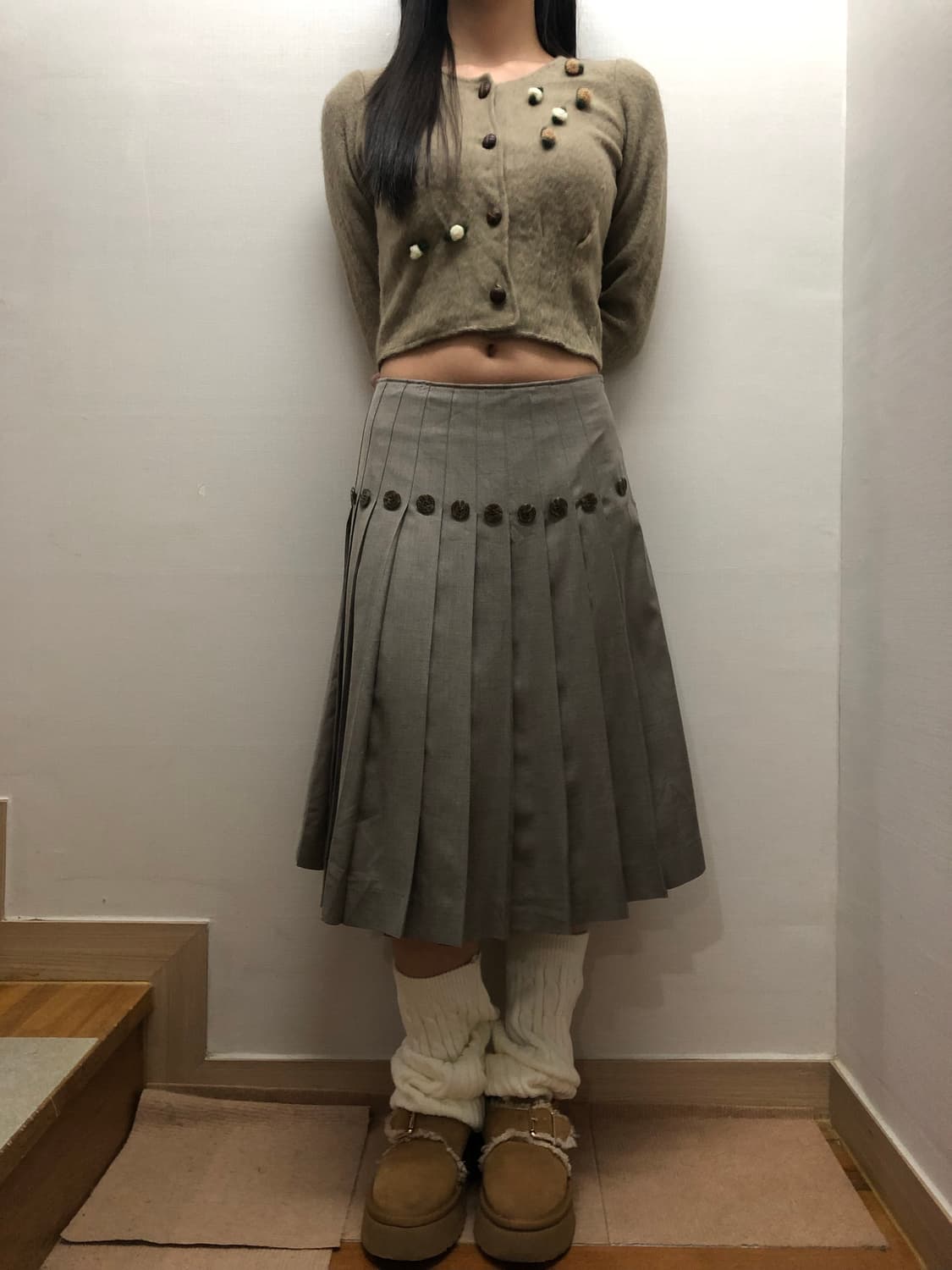 빈티지 베이지 니트 가디건 상품이미지3