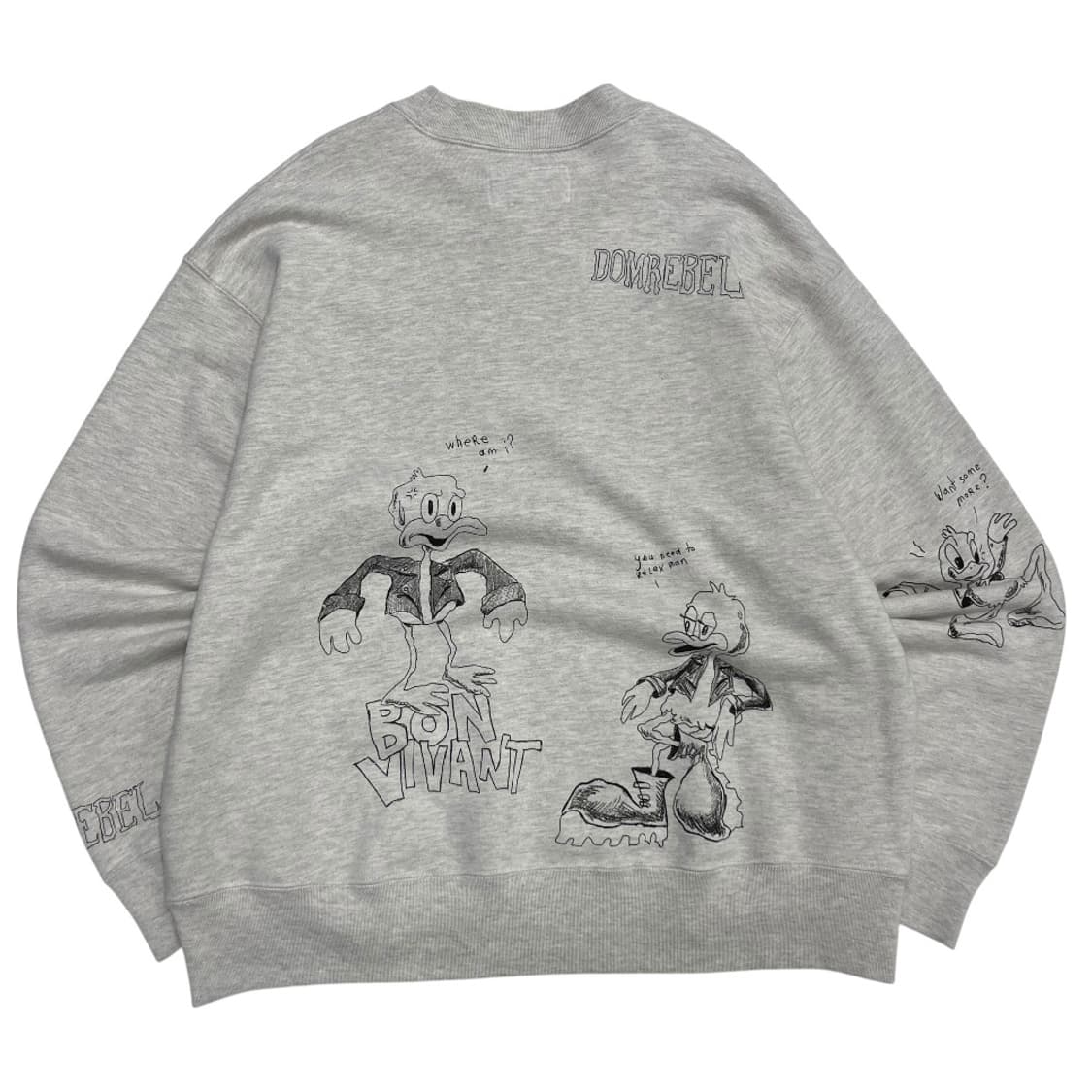 돔레벨 도날드덕 스케치 프린팅 백멜란지 맨투맨 L 상품이미지5