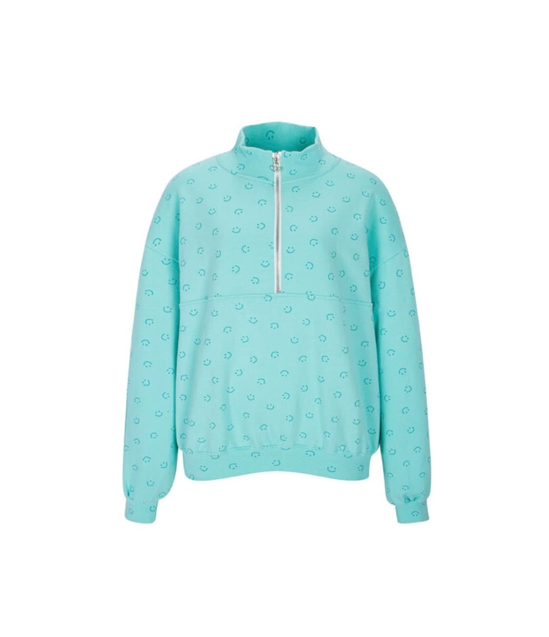 민지에나 스마일 민트 하프 집업 여름용 스웻셔츠 셋업 상의 상품이미지2