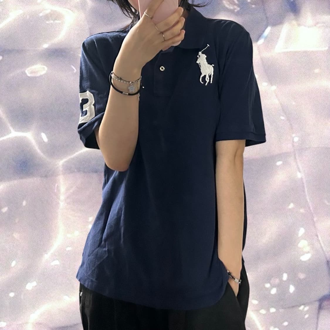 폴로 랄프로렌 빅포니 치프키프 넘버 로고 반팔 카라 티셔츠 네이비 상품이미지2