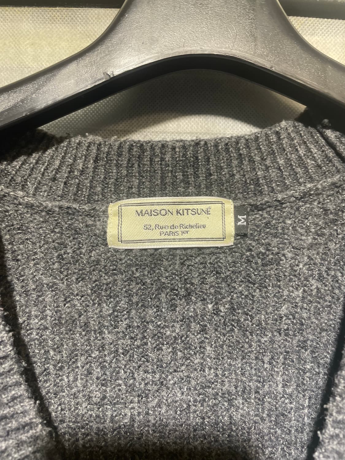 메종키츠네 폭스헤드 가디건 그레이M 가슴55기장65 상품이미지3