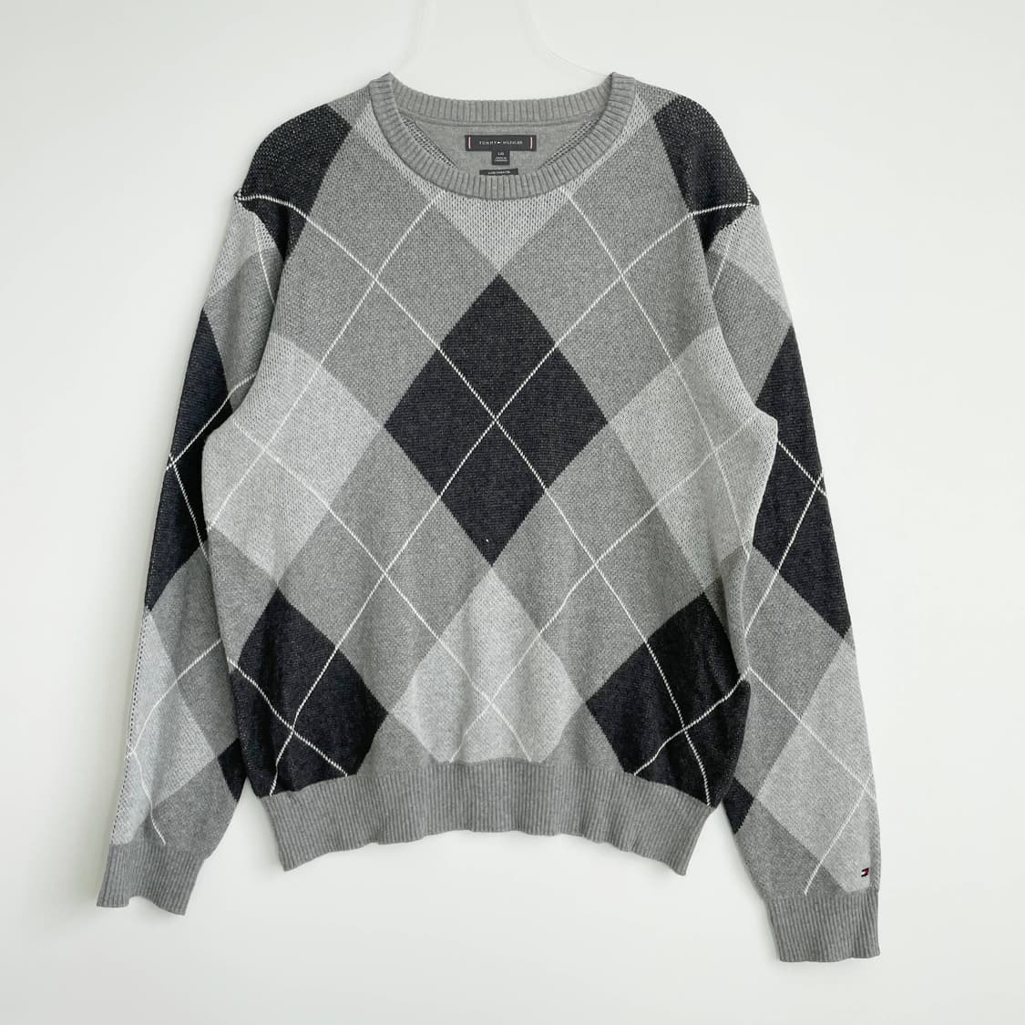 D2 타미힐피거 아가일 체크 니트 스웨터  XL사이즈 상품이미지1