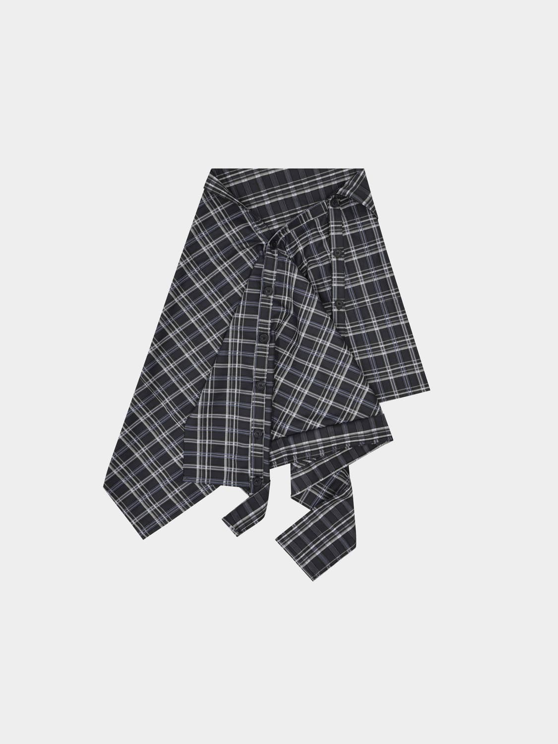 0tape STORMY GREY CHECK BUTTON WRAPSKIRT 상품이미지1