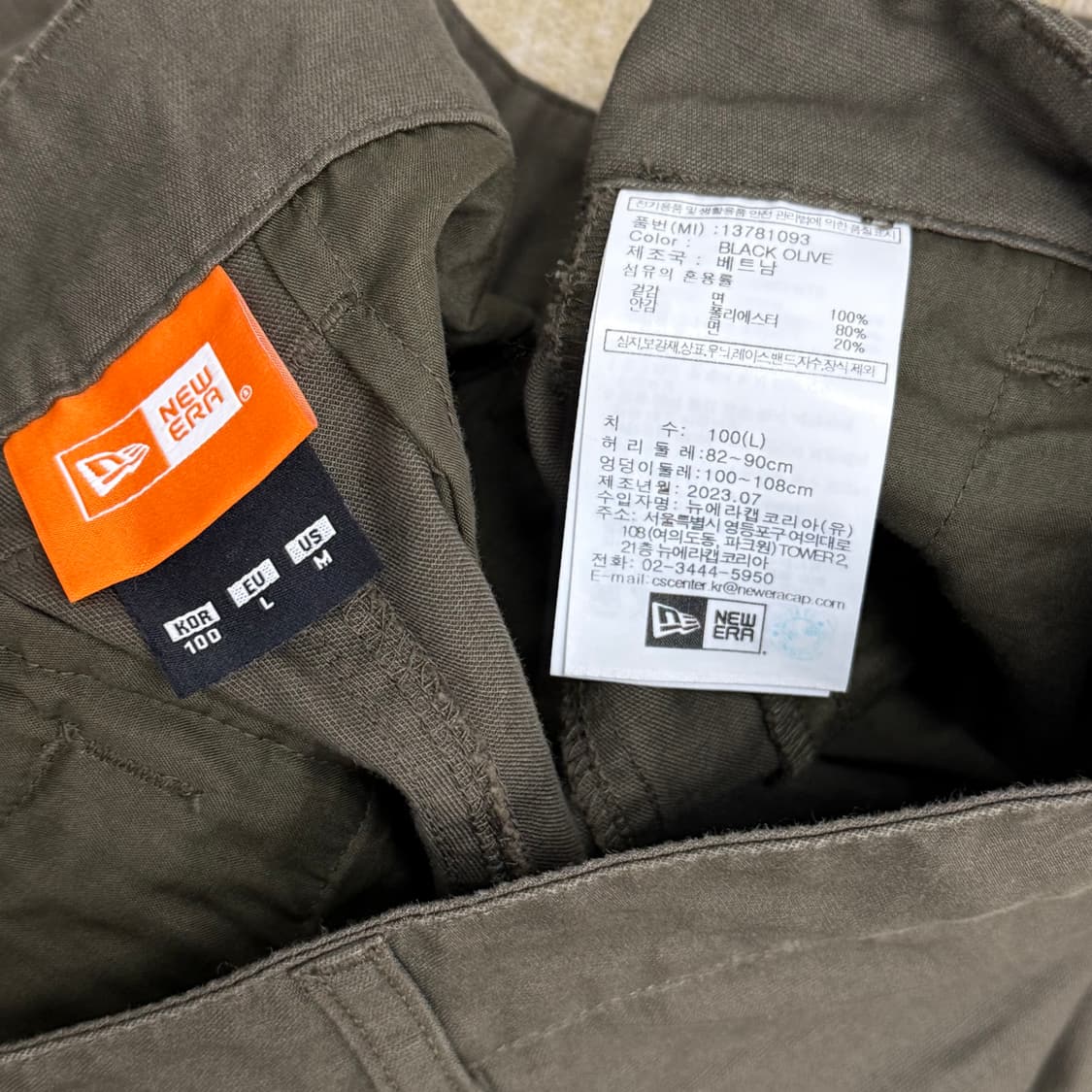 뉴에라 카고 카키색 포켓 팬츠 100 상품이미지2