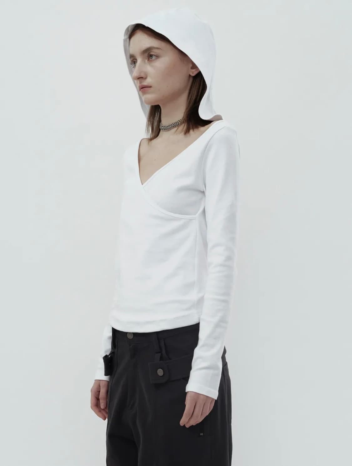 SLIT WRAP HOOD TOP / IVORY 상품이미지1
