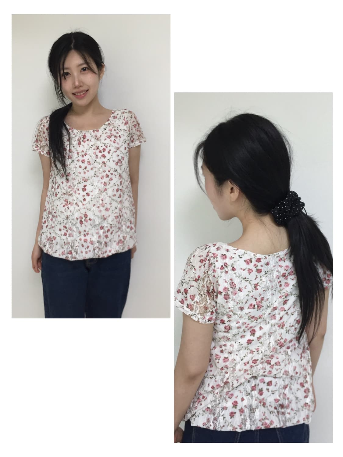vintage flower lace balloon T blouse 상품이미지1