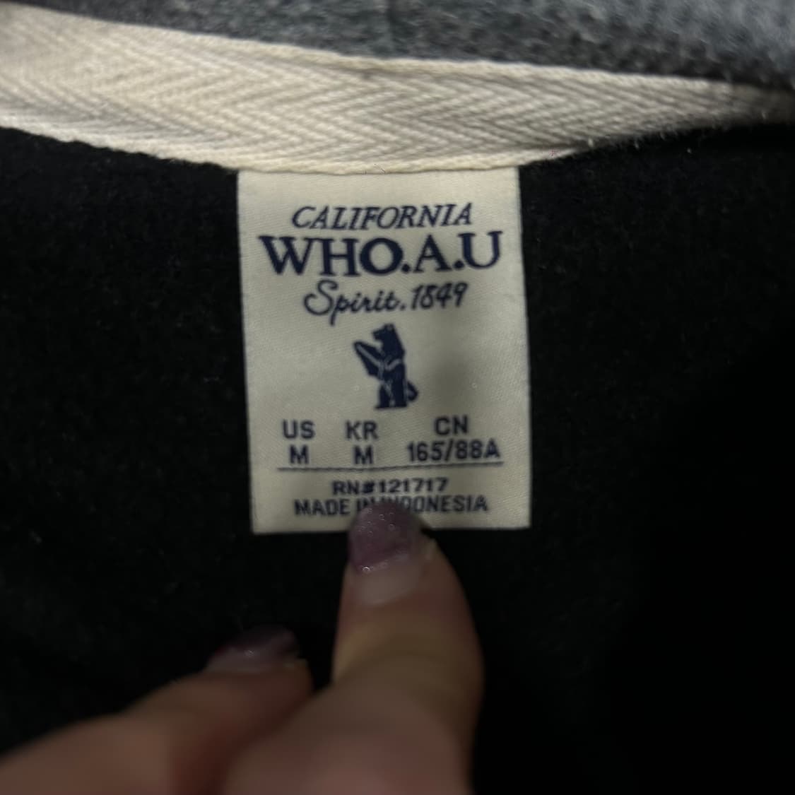 Who.A.U 후아유 레터링 로고 네이비 후드집업 상품이미지5