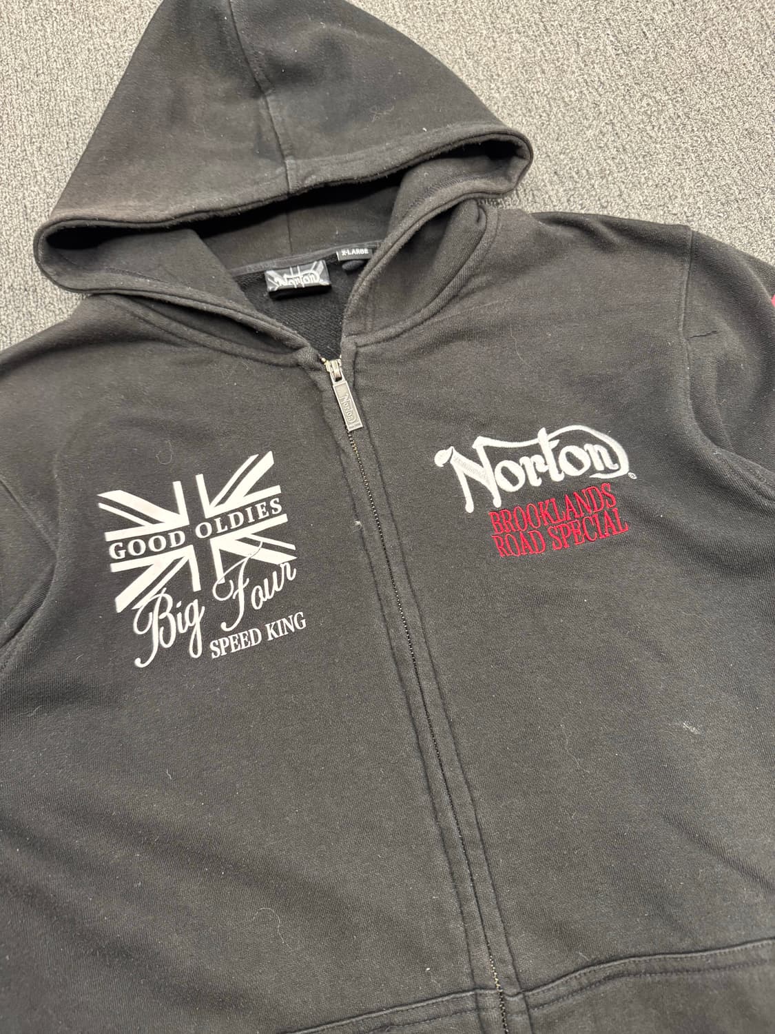 XL)노턴 빈티지 체커 프린팅 후드집업 상품이미지3