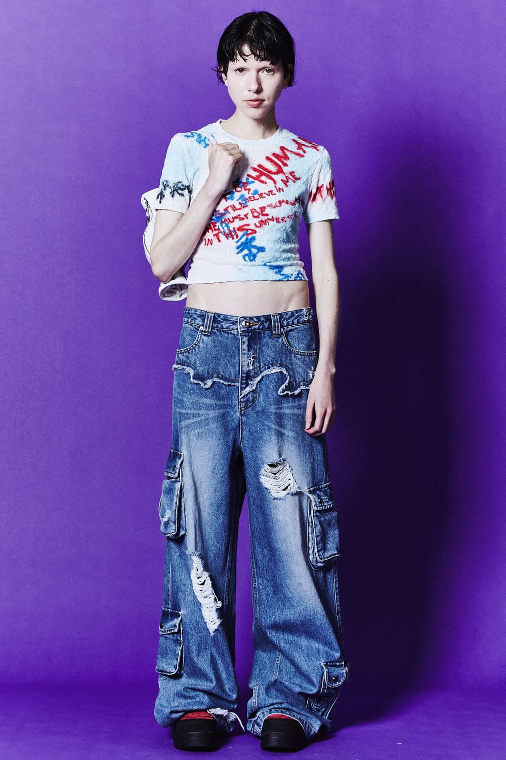 Anderson Bell 앤더슨벨 제니 스프레이드 크롭 베이비 티셔츠 S 상품이미지2