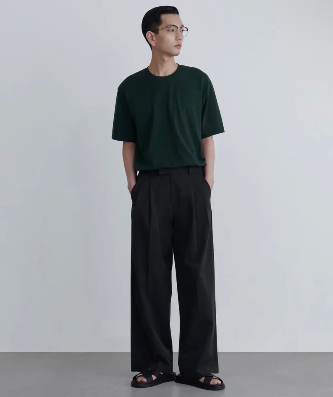 무신사 슈퍼 와이드 히든 밴딩 슬랙스[차콜 그레이] 상품이미지1