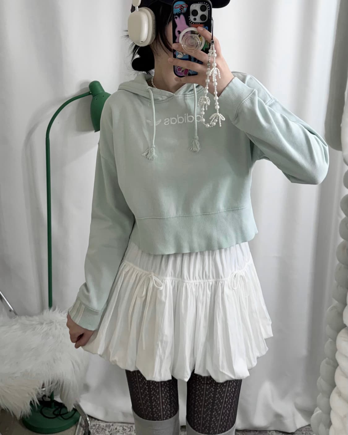 아디다스 민트 크롭 후드 티셔츠 상품이미지2