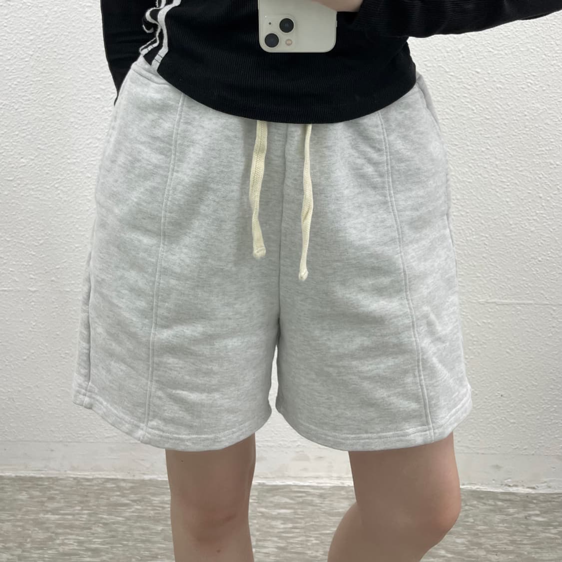 마리떼 프랑소와 저버 멜란지 그레이 코튼 하프팬츠 M 상품이미지6