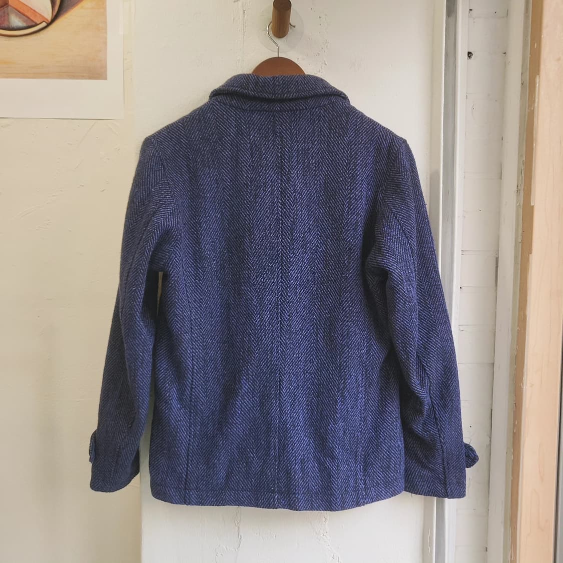 FUGA 블루 헤링본 누빔 피코트 상품이미지7