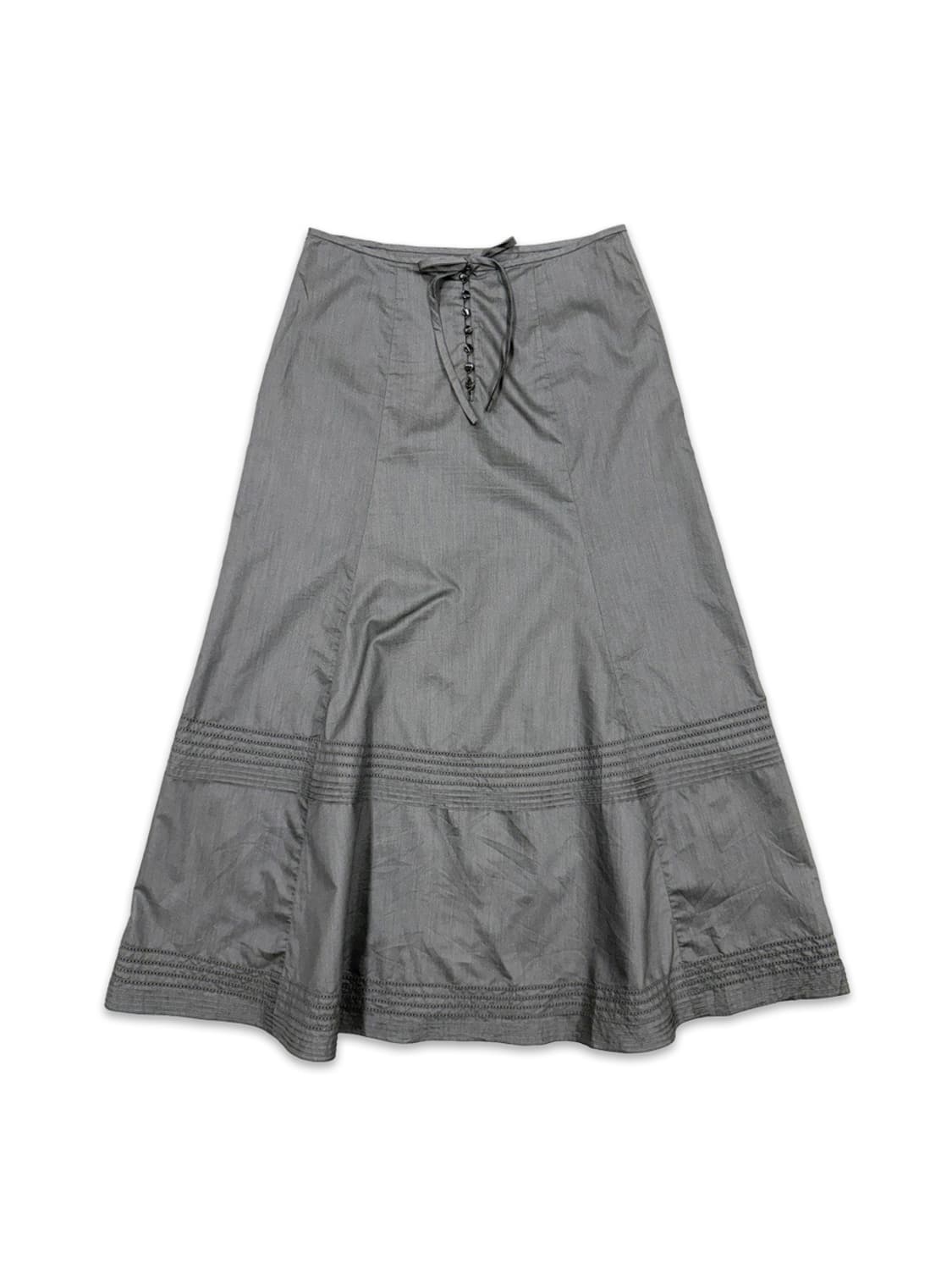 빈티지 J Crew 그레이 리본 단추 롱 스커트 상품이미지1
