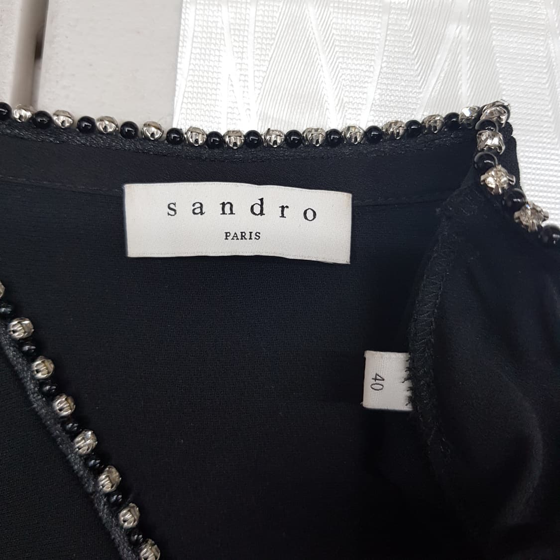 산드로 Sandro) 비즈 트리밍 블랙 원피스 40사이즈 상품이미지5