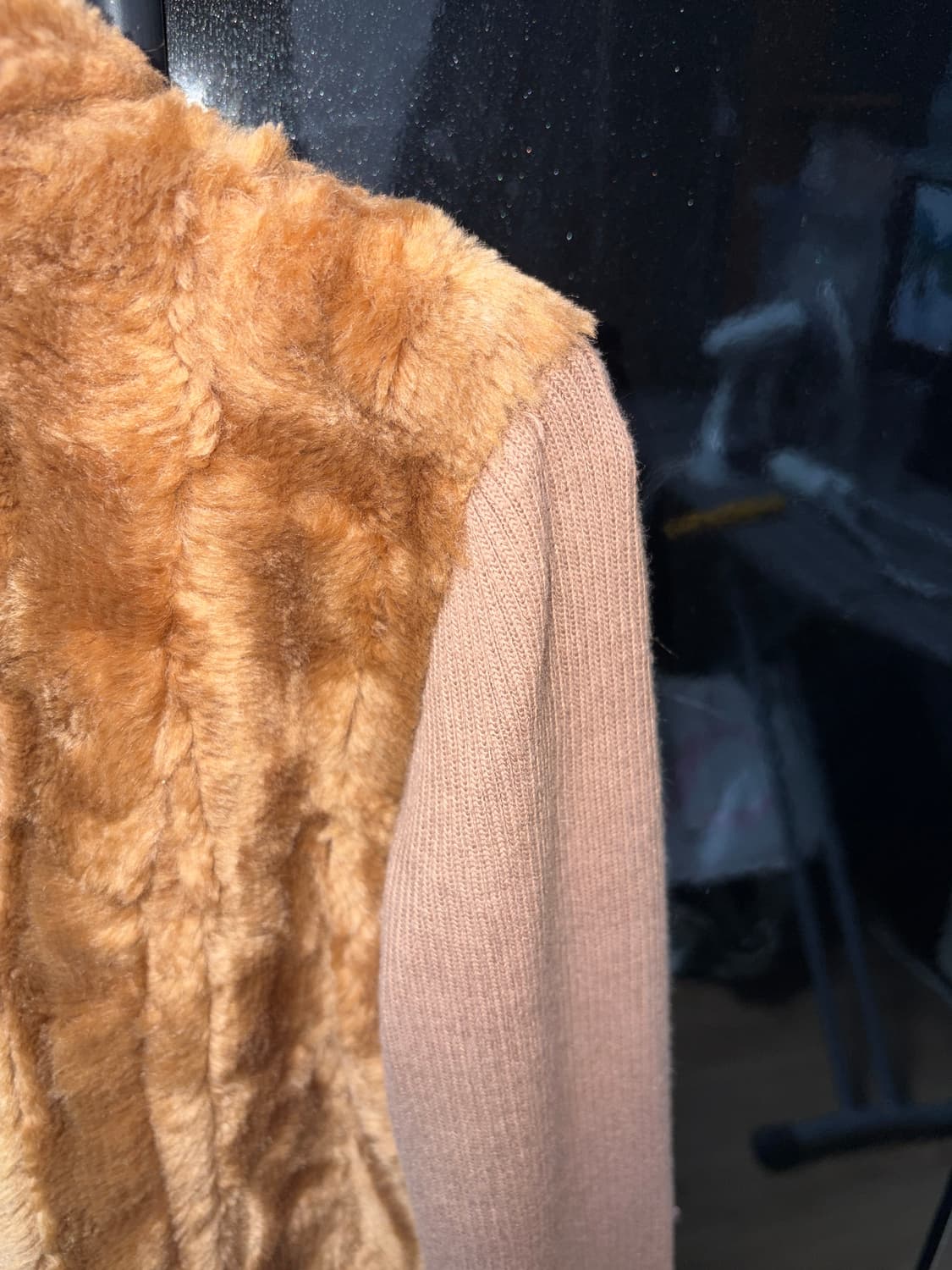 빈티지 니트 퍼 싱글 자켓 여성 S 상품이미지3