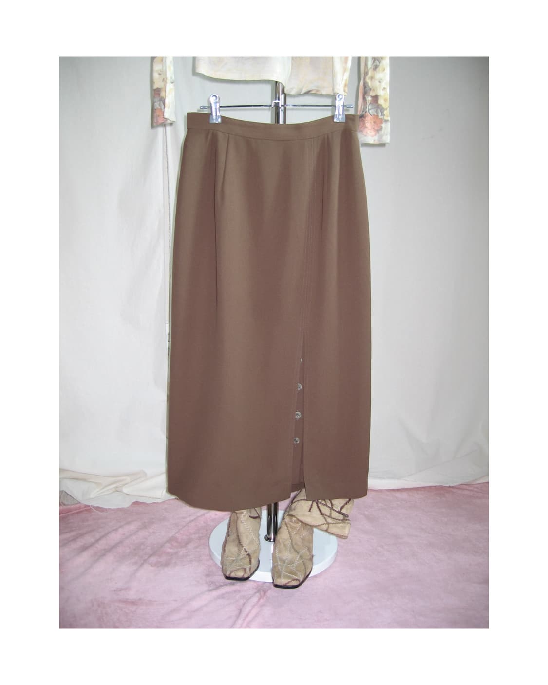 버튼 스트라이프 스커트 상품이미지1