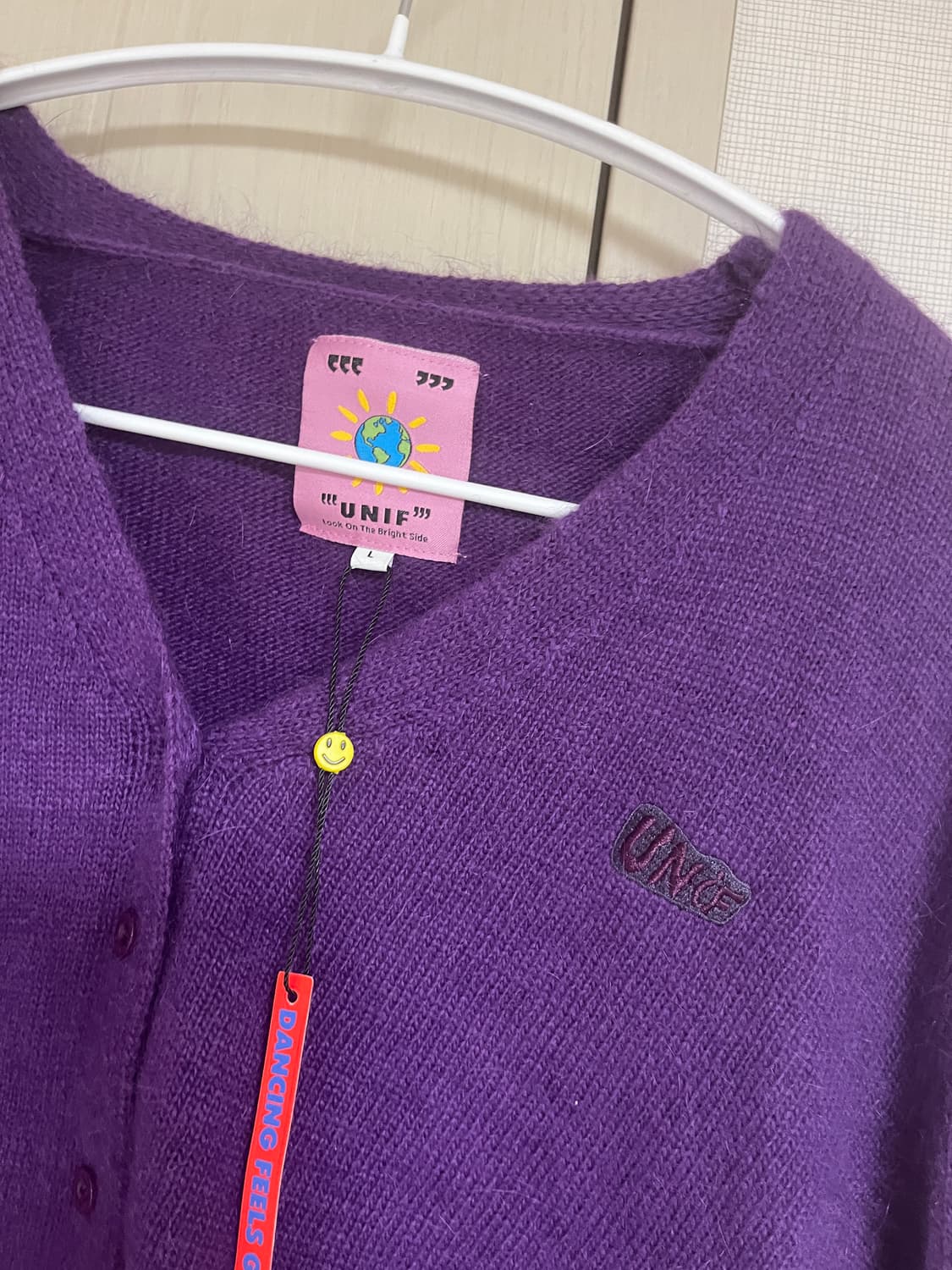 unif 유니프 liv cardigan 보라색 퍼플 크롭 상품이미지2