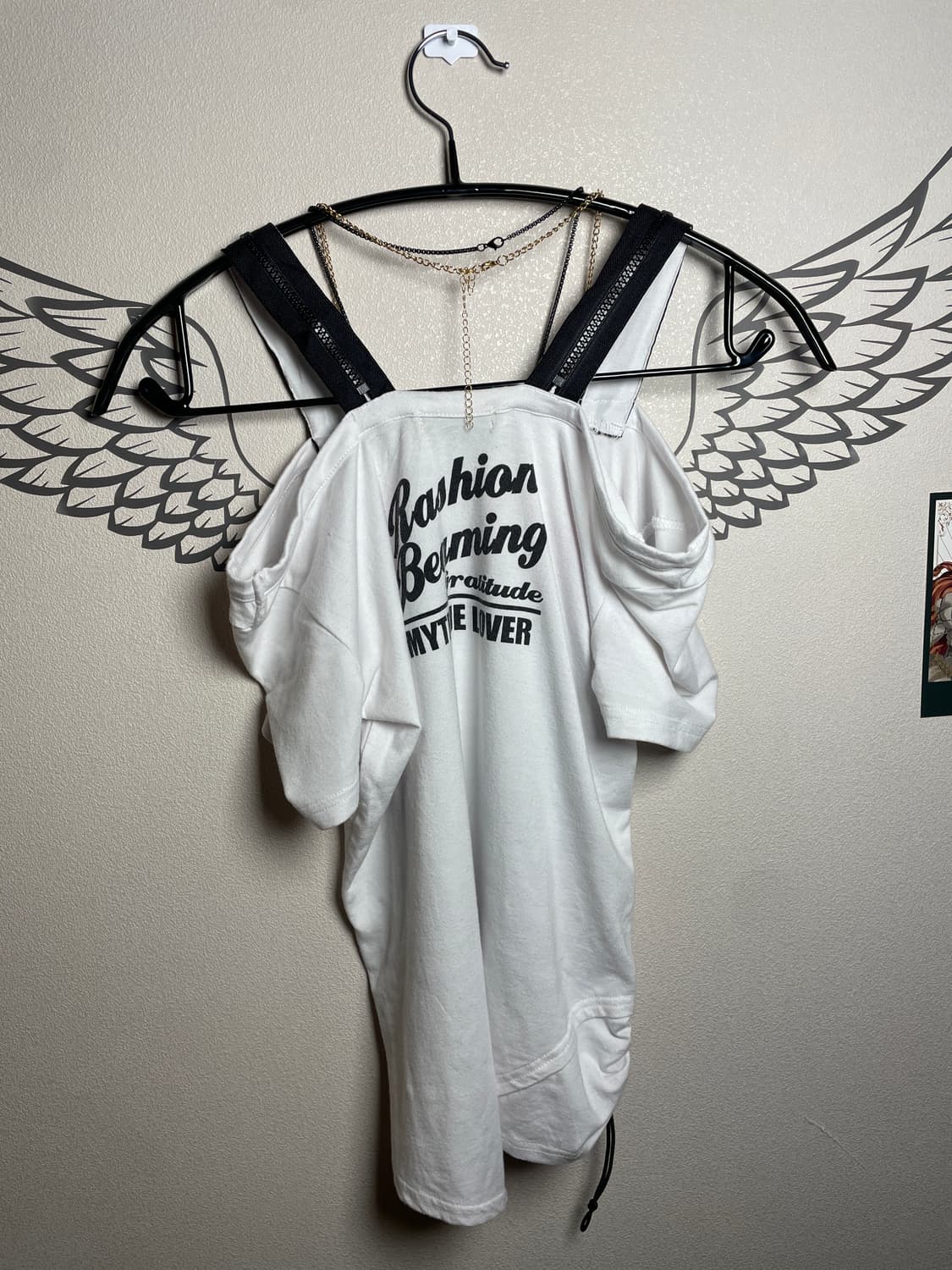 빈티지 펑크 오프숄더 반팔 티셔츠 상품이미지4