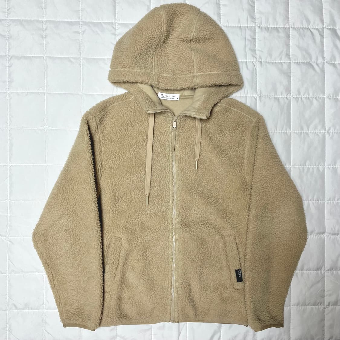 행텐 브라운 베이지 뽀글이 후리스 플리스 후드집업 아우터 상품이미지1