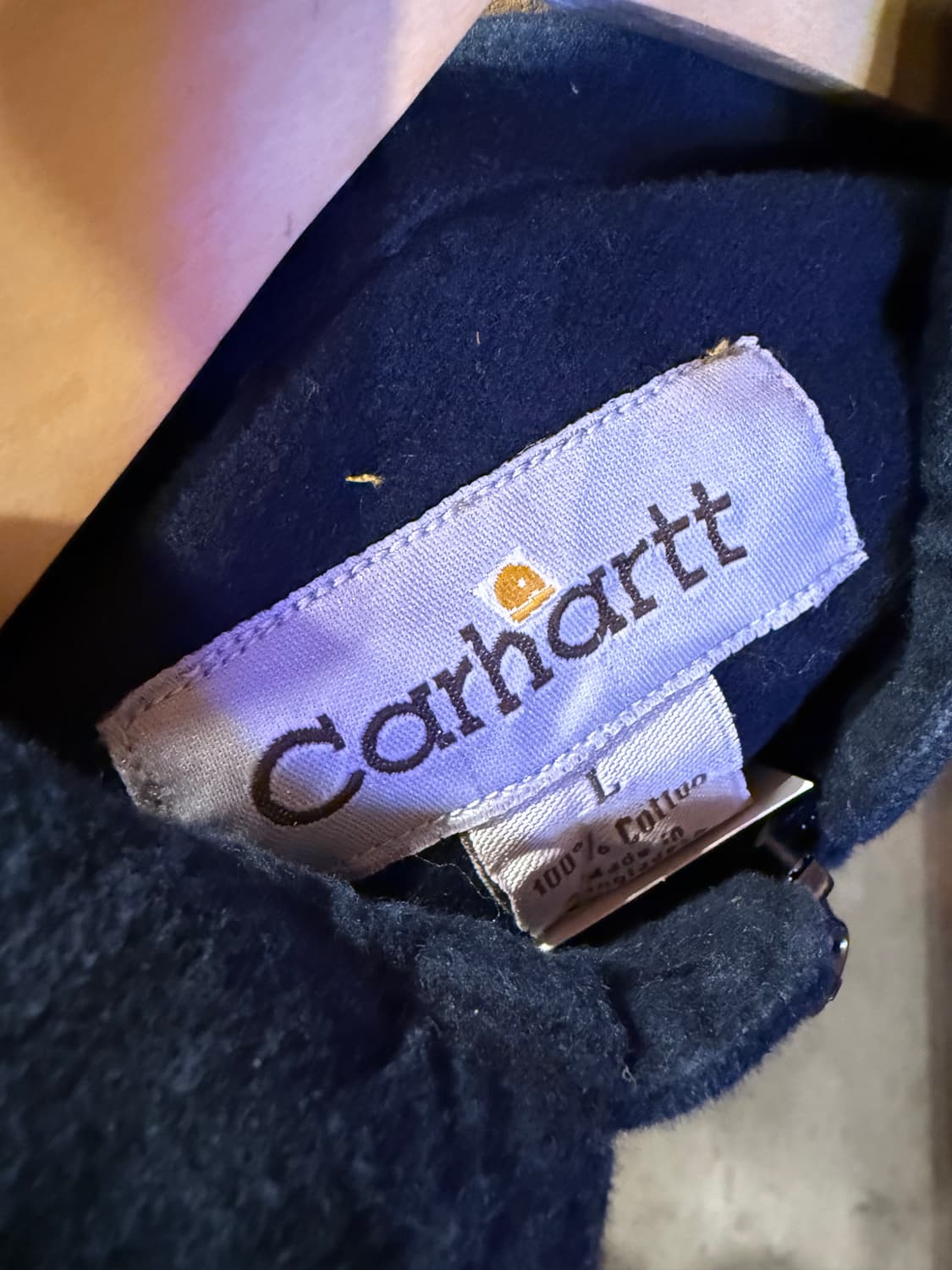 칼하트 네이비 리메이크 크롭 셔츠 자켓 상품이미지3