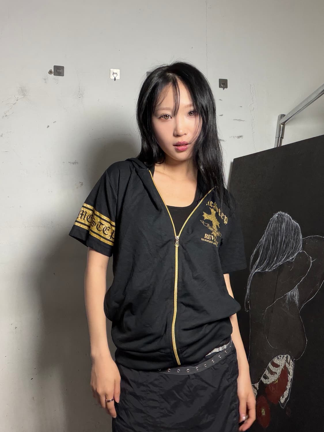 JPN times step 십자가 고딕 반팔 져지 하프 집업 M 상품이미지2