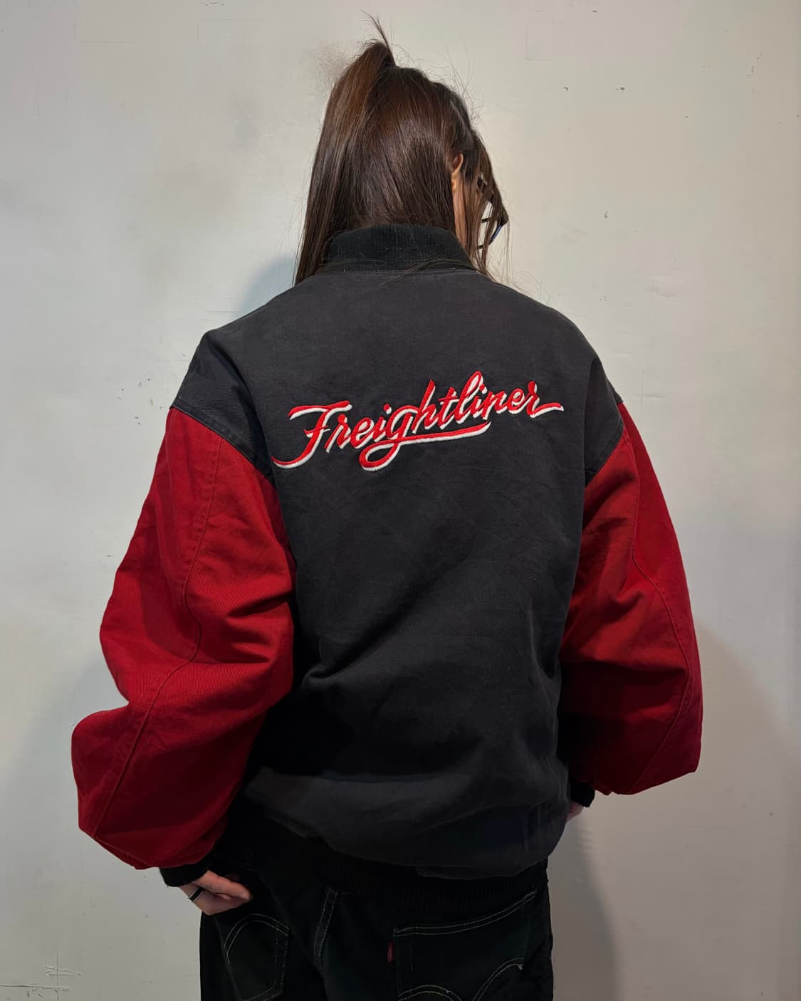 90s vintage red denim stadium varsity jk 상품이미지1