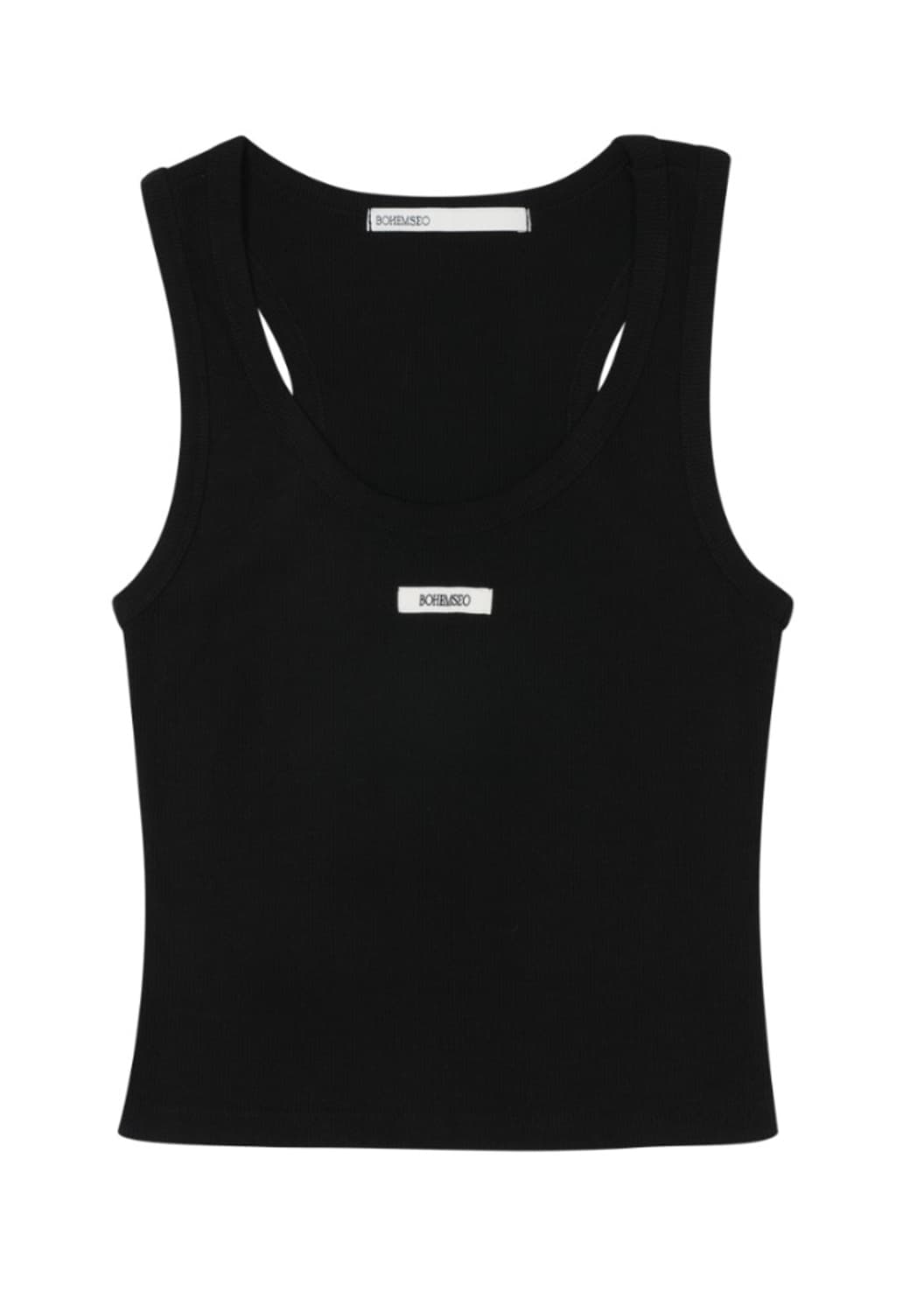 보헤미안서울 베이직 슬리브리스 크롭탑 블랙 상품이미지1