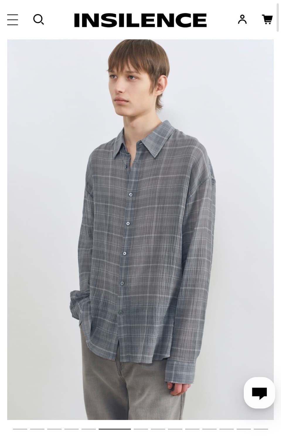 (구해요) 인사일런스 데미지드 시어 체크셔츠 그레이 s사이즈 상품이미지1
