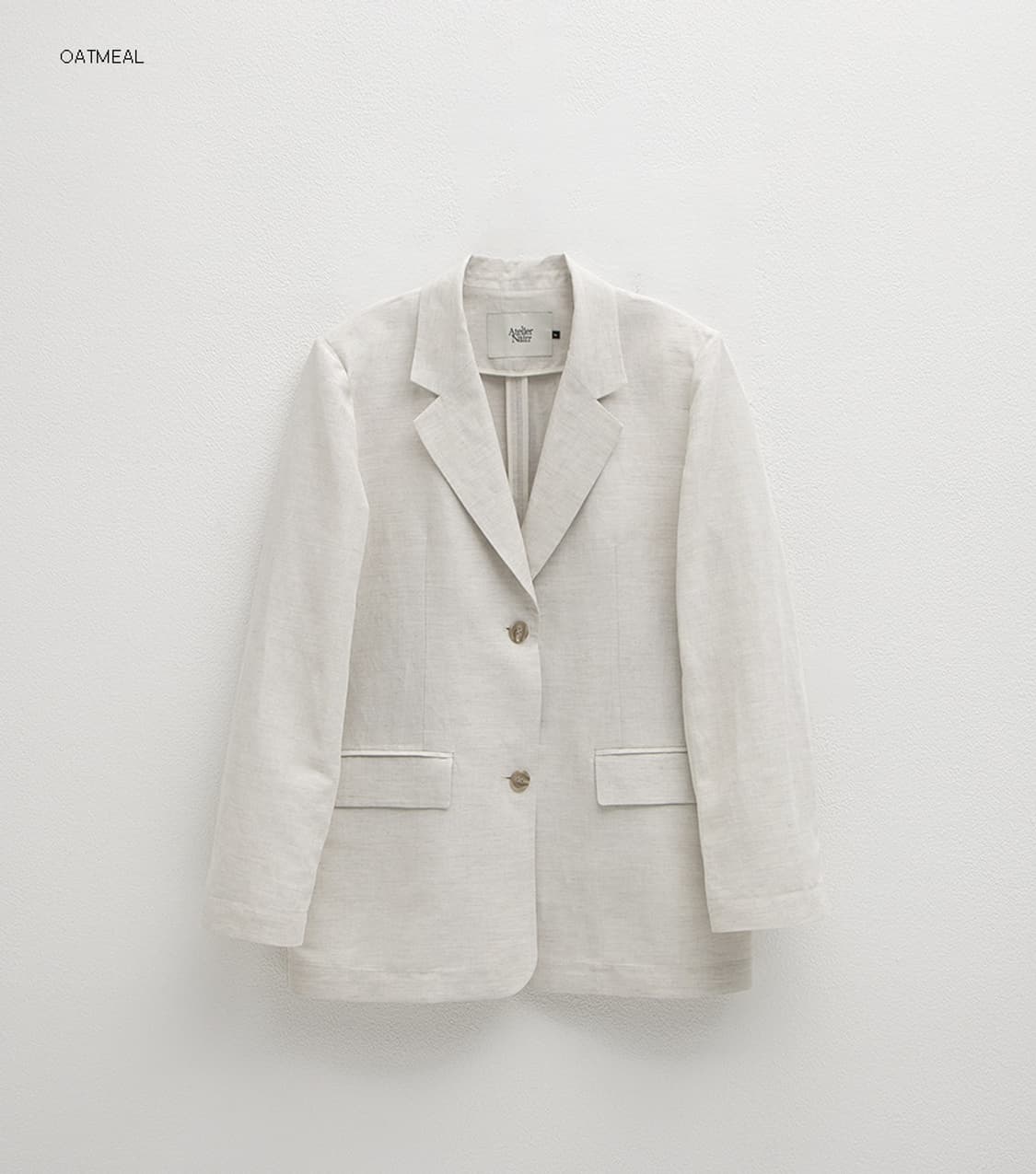아뜰리에나인 나인 오트밀 보카시 린넨 카라 자켓 F 상품이미지6