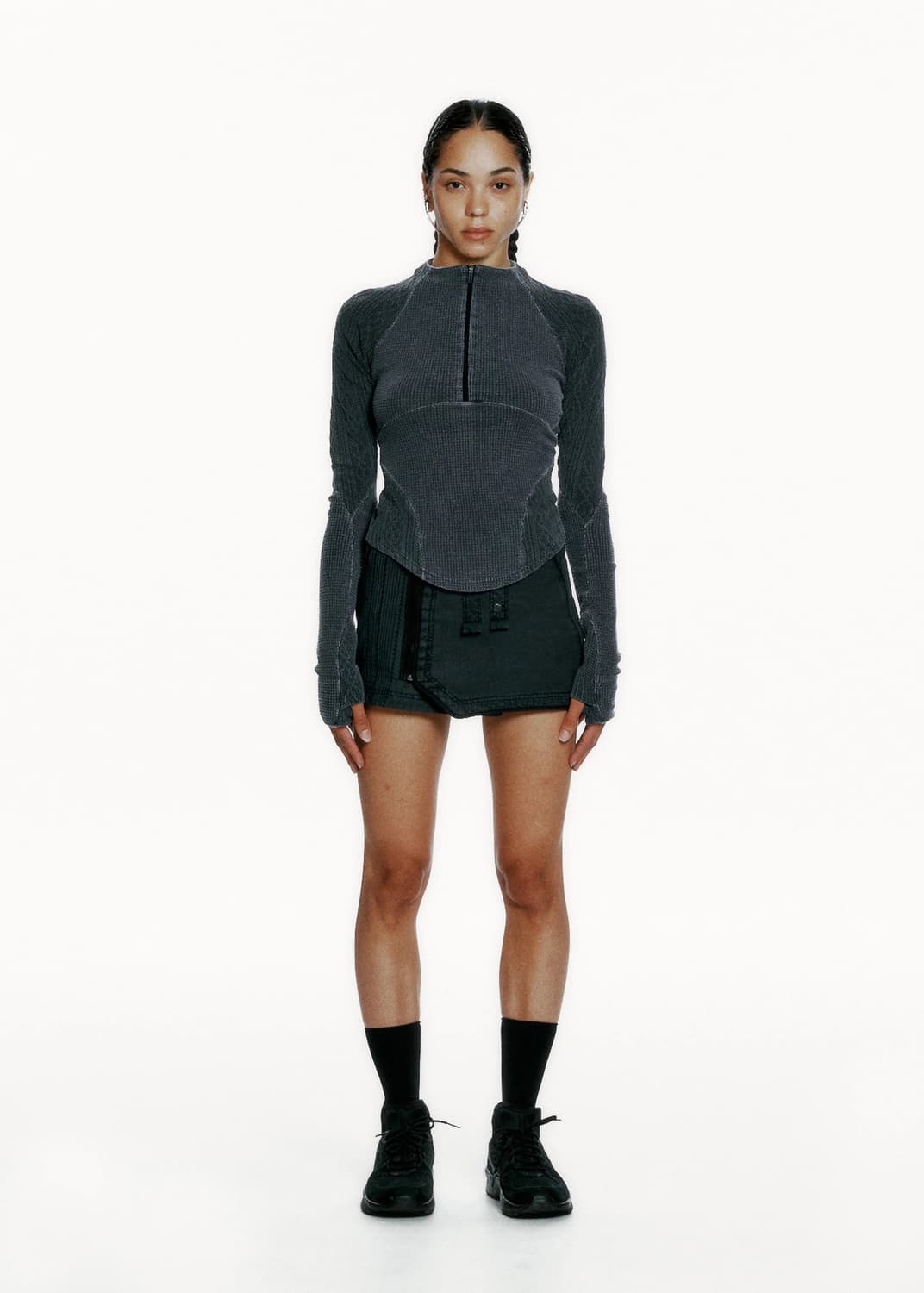 Hyein Seo 혜인서 하프집업 레글런 탑 애쉬블루 반집업롱슬리브그레이 상품이미지3