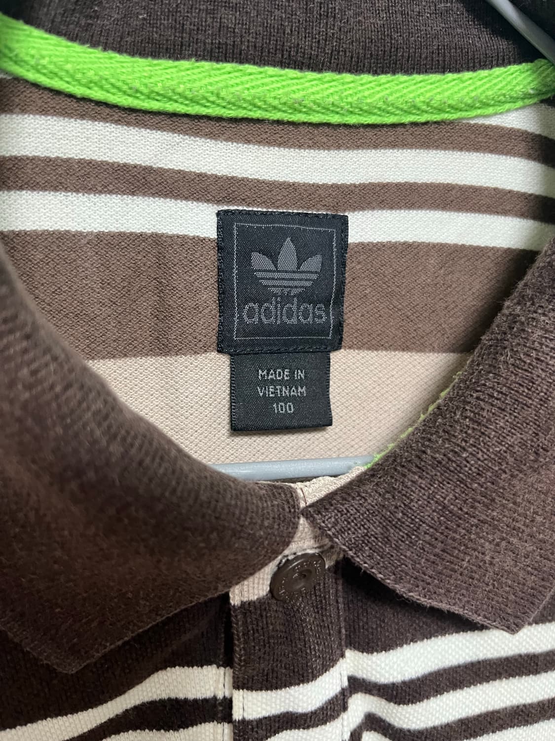 아디다스 스트라이프 반팔 카라티 브라운 상품이미지3