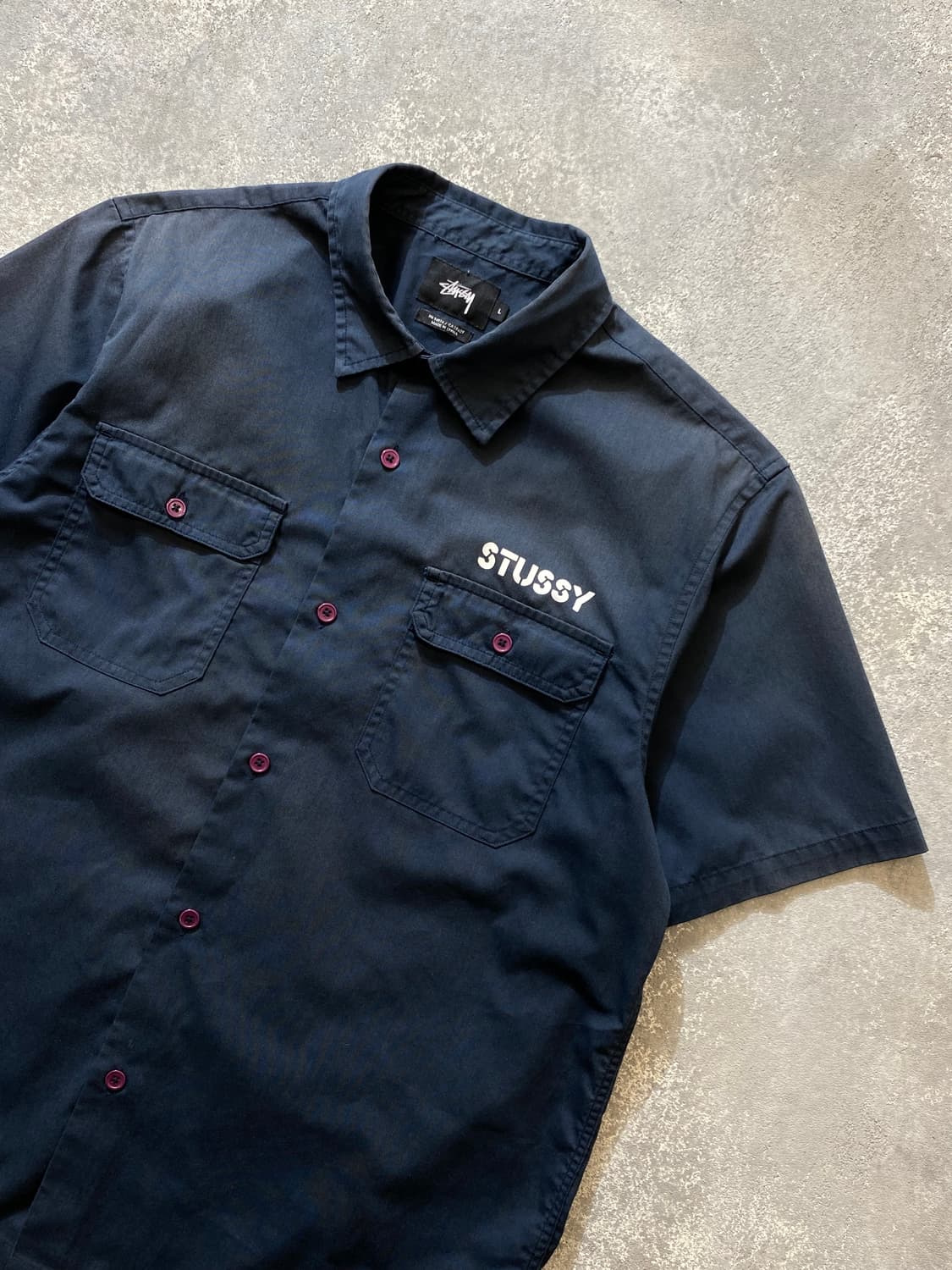 [L] Stussy 스투시 썬 페이드 빈티지 밀리터리 반팔셔츠 상품이미지2