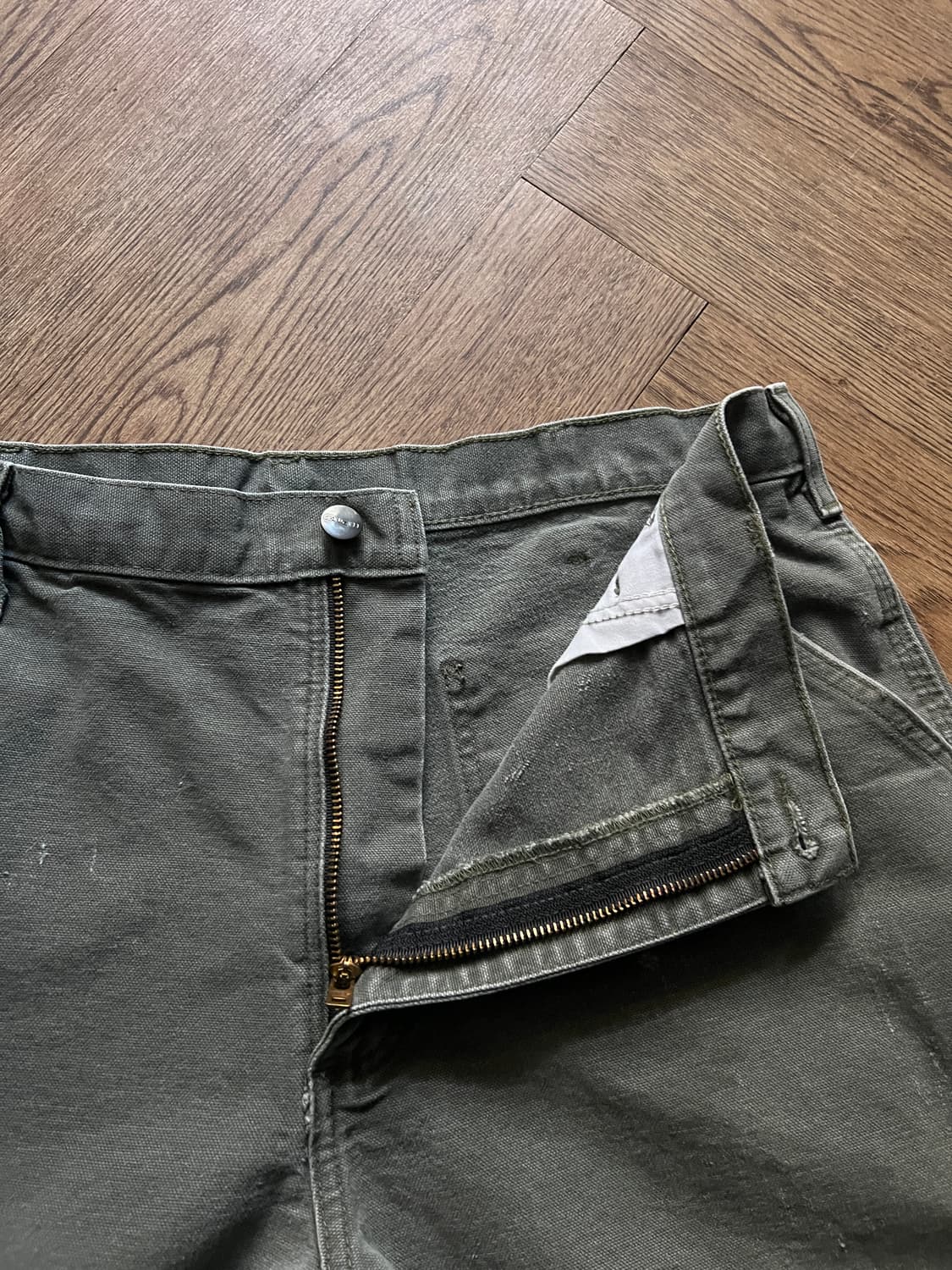 [36]칼하트 USA 빈티지 워싱 모스그린 싱글니 워크 팬츠 M10 상품이미지5