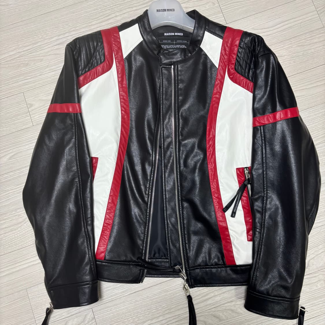 메종미네드 FASCIA BIKER LEATHER JACKET BLACK 상품이미지3